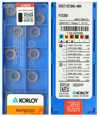 Rdkt 10t3 pc5300 korloy - 10t3, mo-mm